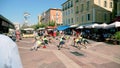 Pilates group performing at the Cours Saleya Food market